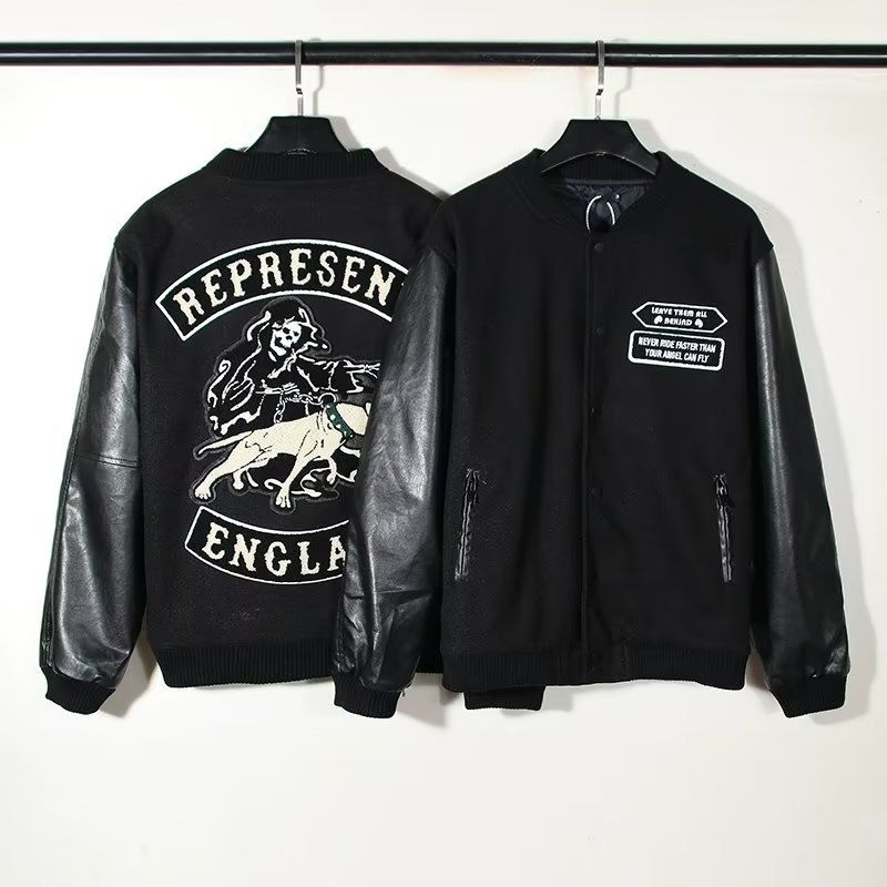 Ropa para hombre, chaqueta con bordado retro de marca Vicious Dog, chaqueta de béisbol vintage de primavera y otoño para hombre_voghion.com