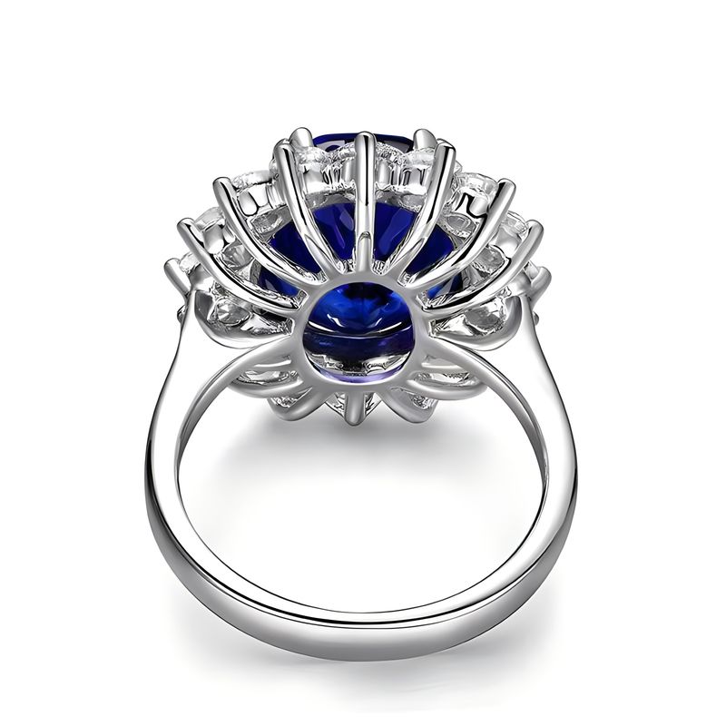 Daifei Style Blue Oversized Pigeon Egg Red Crystal Inlaid Index Finger Ring, Tanzanite Colored Women's Ring_voghion.com