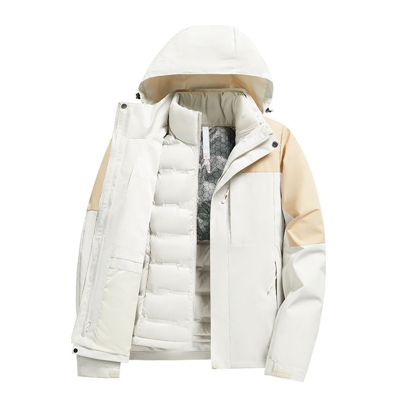 Outdoor 3-in-1 wasserabweisende abnehmbare dreiteilige Daunenjacke zum Wandern, winddicht, wasserdicht_voghion.com
