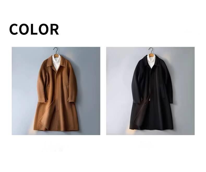 Double-Sided Wool Coat For Men, Mid-Length, 2025 New Autumn High-End Korean Style Simple Trench Coat, Men's Fashion_voghion.com