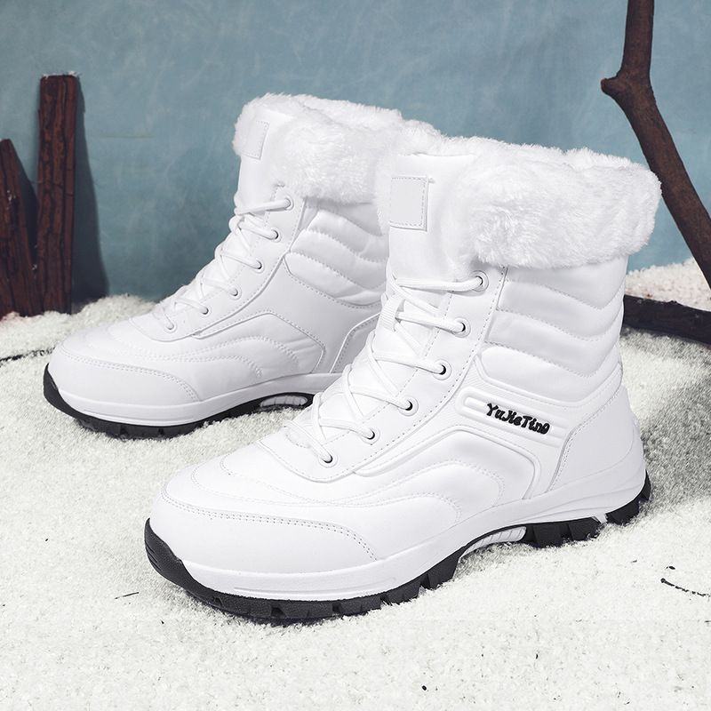 Unisex Waterproof Snow Boots With Fleece Lining, Anti-Slip Rubber Sole, Warm Winter Shoes For Men & Women, Outdoor Hiking Boots For Cold Weather_voghion.com