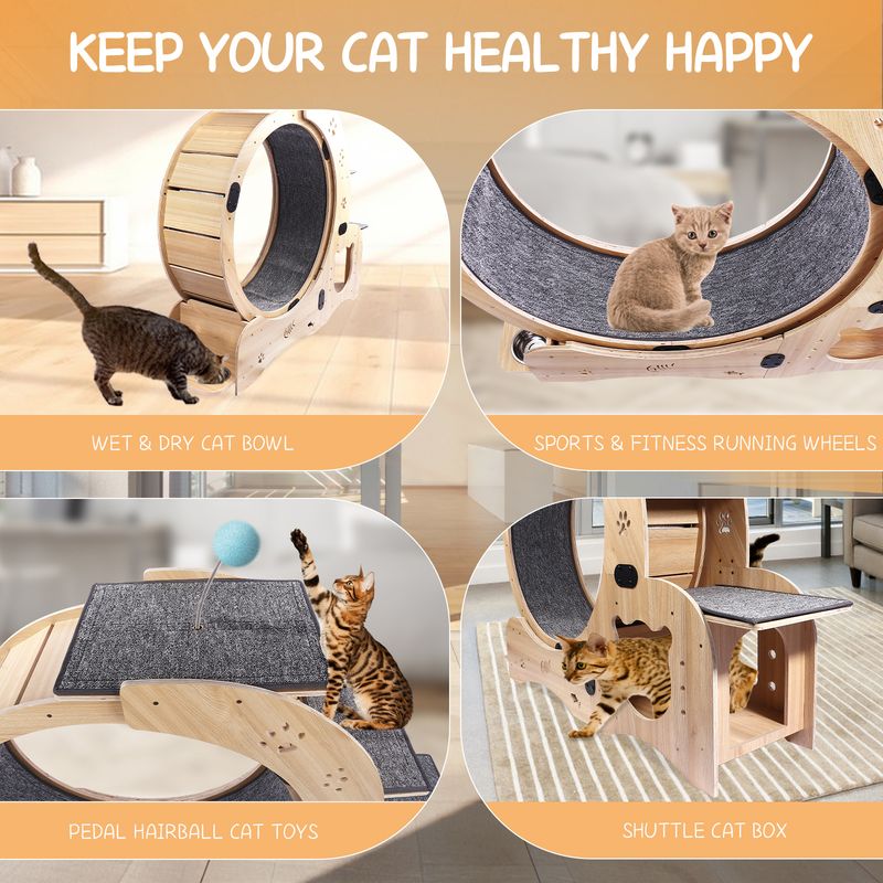 Cat Wheel 6-in-1 Cat Exercise Wheel,Upgraded Cat Wheel Exerciser for Indoor Cats,Large Cat Treadmill,Cat Running Wheel with Silent Wheel,Cat Walking W_voghion.com