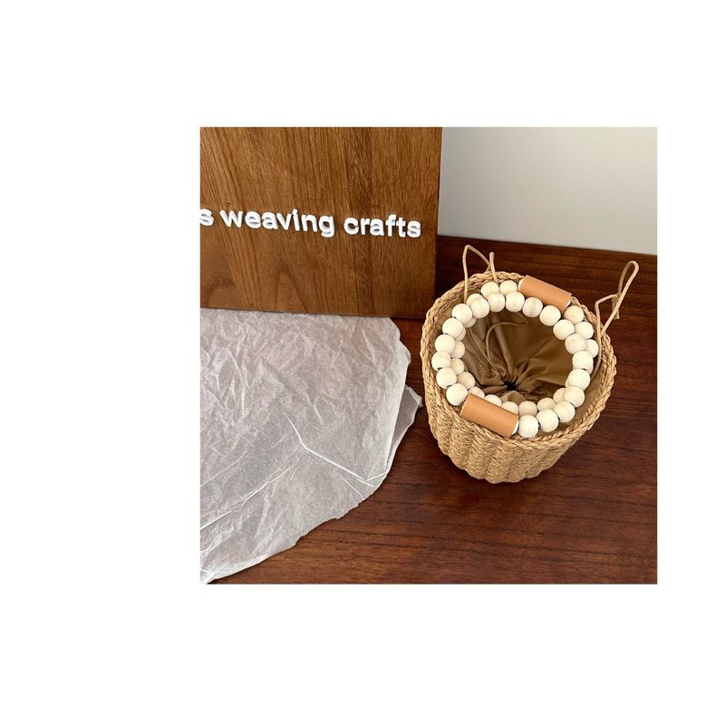 Borsa a secchiello da donna, borsa a tamburo alla moda, borsa intrecciata in corda di carta, borsa a secchiello Mori, borsa da spiaggia casual con coulisse, borsa da donna_voghion.com