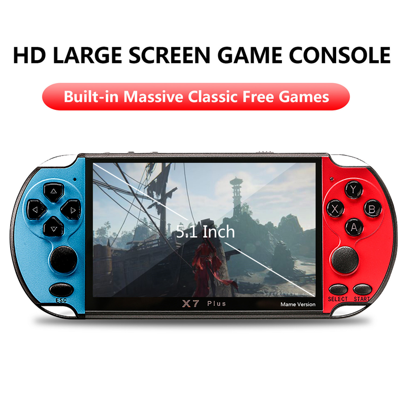 X7/X12 Plus Console de jeu portable 4.3/5.1/7.1 pouces écran HD lecteur Audio vidéo Portable jeu classique intégré 10000 + jeux gratuits_voghion.com