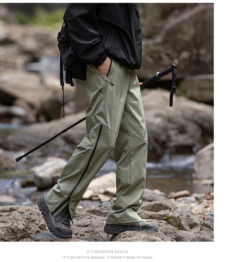 001 Spring And Autumn Outdoor Waterproof Hiking Men, Functional Zipper Straight-Leg Cargo Casual Pants For Men_voghion.com