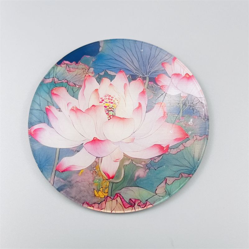 Ink Painting Acrylic Coasters - Heat-Resistant & Non-Slip Round Drink Mats (Set Of 4) - Traditional Oriental Home Decor For Tea & Coffee_voghion.com
