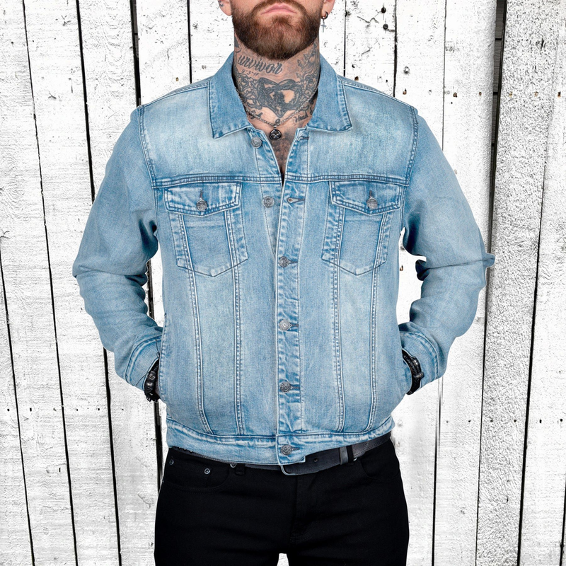 Neue Strickjacke für den Herbst, lockere Jeansjacke mit Aufdruck für Herren 2629_voghion.com