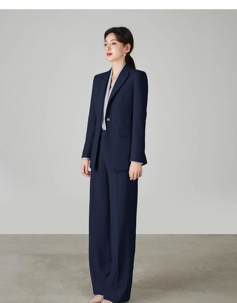 High-End Light Gray One-Button Professional Blazer Suit For Women Business Executive Elite Formal Wear_voghion.com