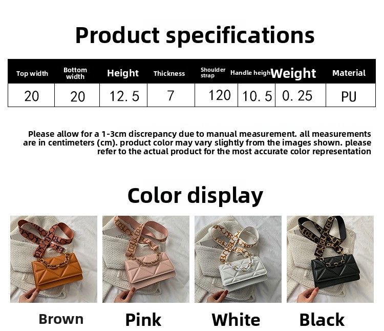 Casual Shoulder Small Square Bag Wide Shoulder Strap Messenger Bag Handbag_voghion.com