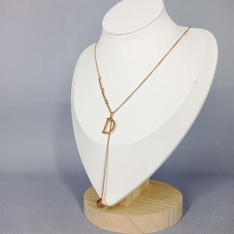 Biżuteria ze stali nierdzewnej, modna, elegancka, szlachetna litera D, seksowna kostka, zawieszka z frędzlami, łańcuszek typu choker, naszyjnik dla kobiet_voghion.com