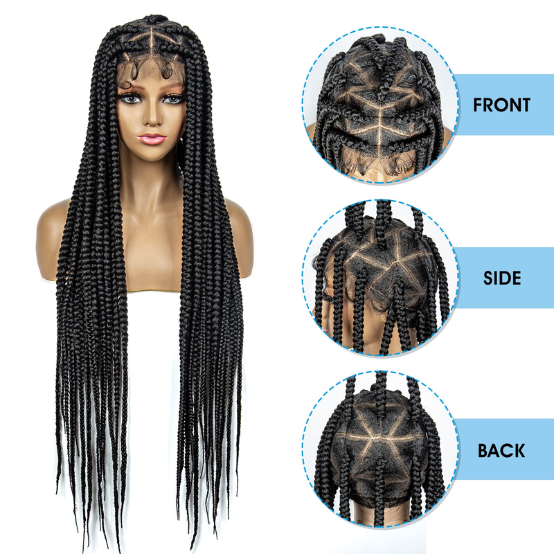 32 Zoll langes, handgeflochtenes, geflochtenes, afrikanisches, strapazierfähiges geflochtenes Geflecht mit voller Spitze und atmungsaktiver, modischer Alltagskleidung für Damen_voghion.com