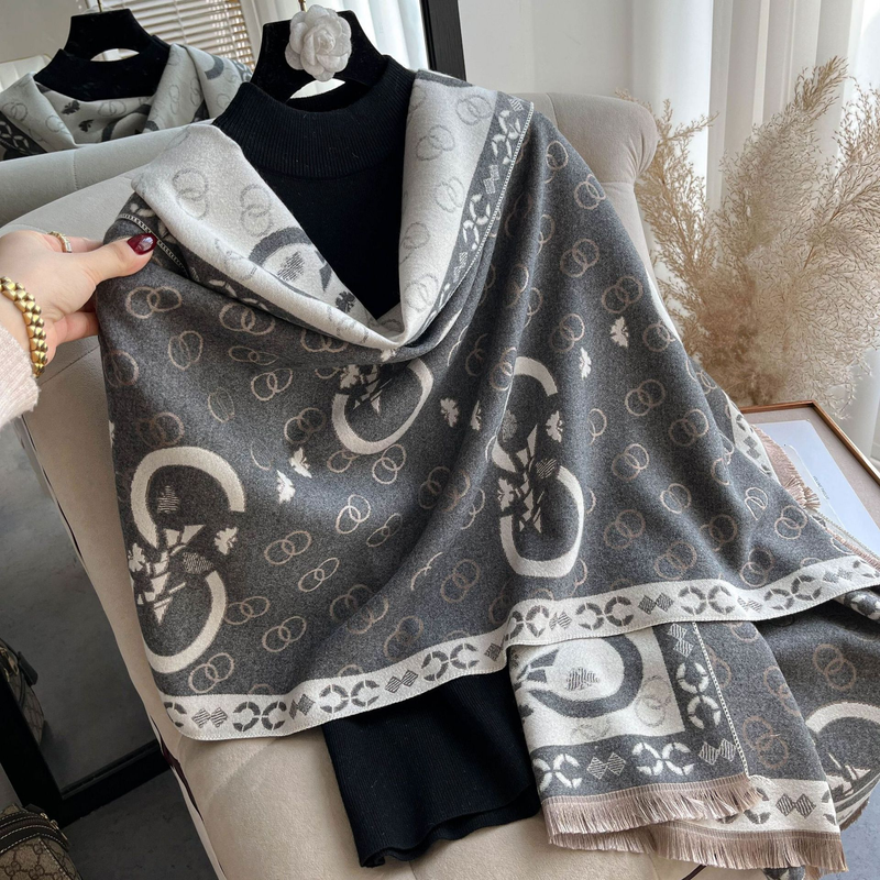 Designer Dam Klassisk Letter Mode Scarf Dam Imitation Cashmere Scarf Medium Lång High end varm sjal_voghion.com