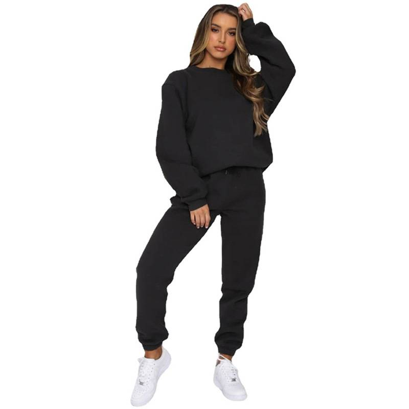 Modeanzüge für Frauen Langarm locker Rundhals Sweatshirt lässige Sporthose_voghion.com