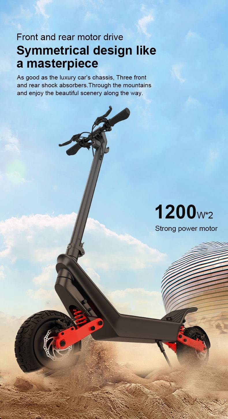 X10 zmogljiv terenski električni skuter 48V 2400W dvojni motor E skuter 11-palčne pnevmatske pnevmatike električni skuter za odrasle_voghion.com