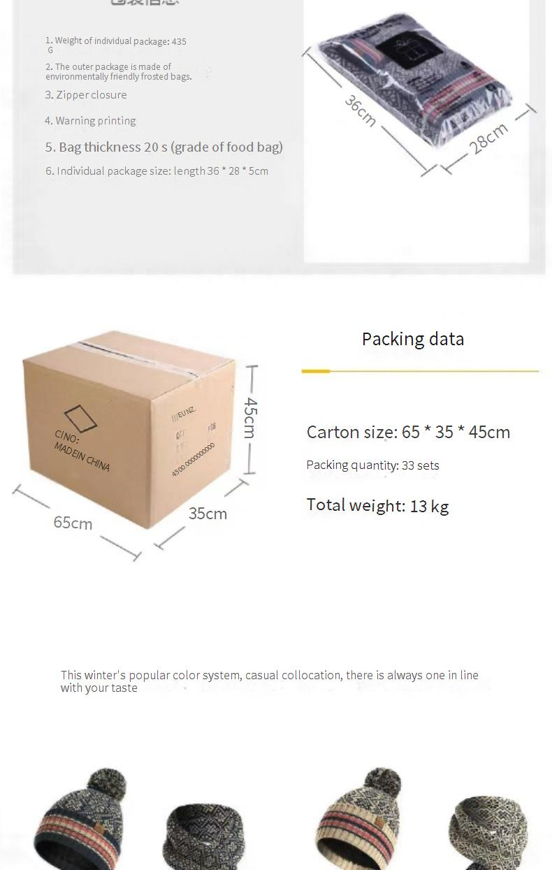 fornitura speciale di nuovo vestito caldo invernale per il commercio estero, cappello e sciarpa in lana lavorata a maglia acrilica, set da tre pezzi_voghion.com