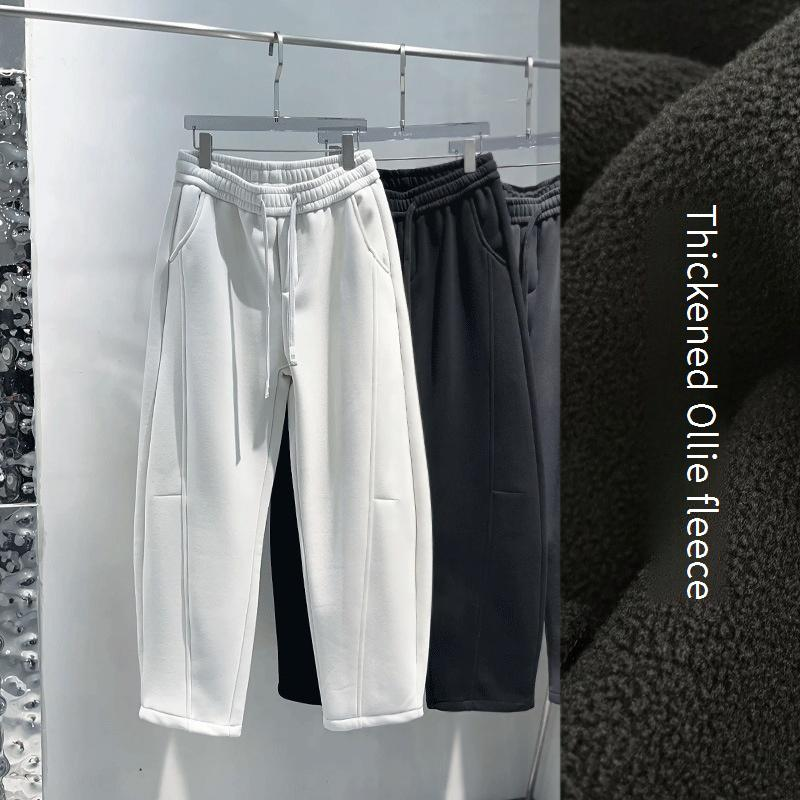 Men's Clothing Loose Casual Pants Men's Winter Plus Velvet Thickened Three Dimensional Cutting Sanded Couple Style Machete Casual Sweatpants_voghion.com