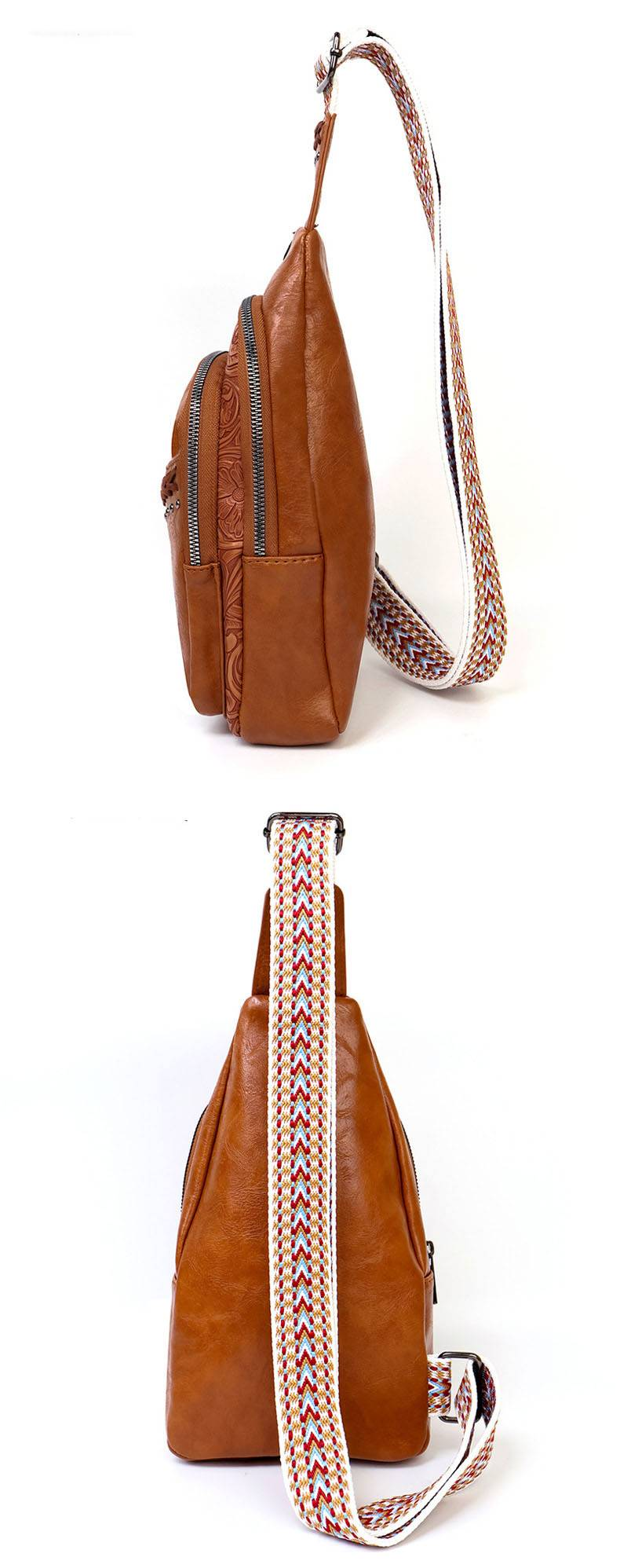 Damentaschen Spleißen Hüfttasche Messenger Bag Damen Brusttasche Echtes Leder Schultertasche_voghion.com