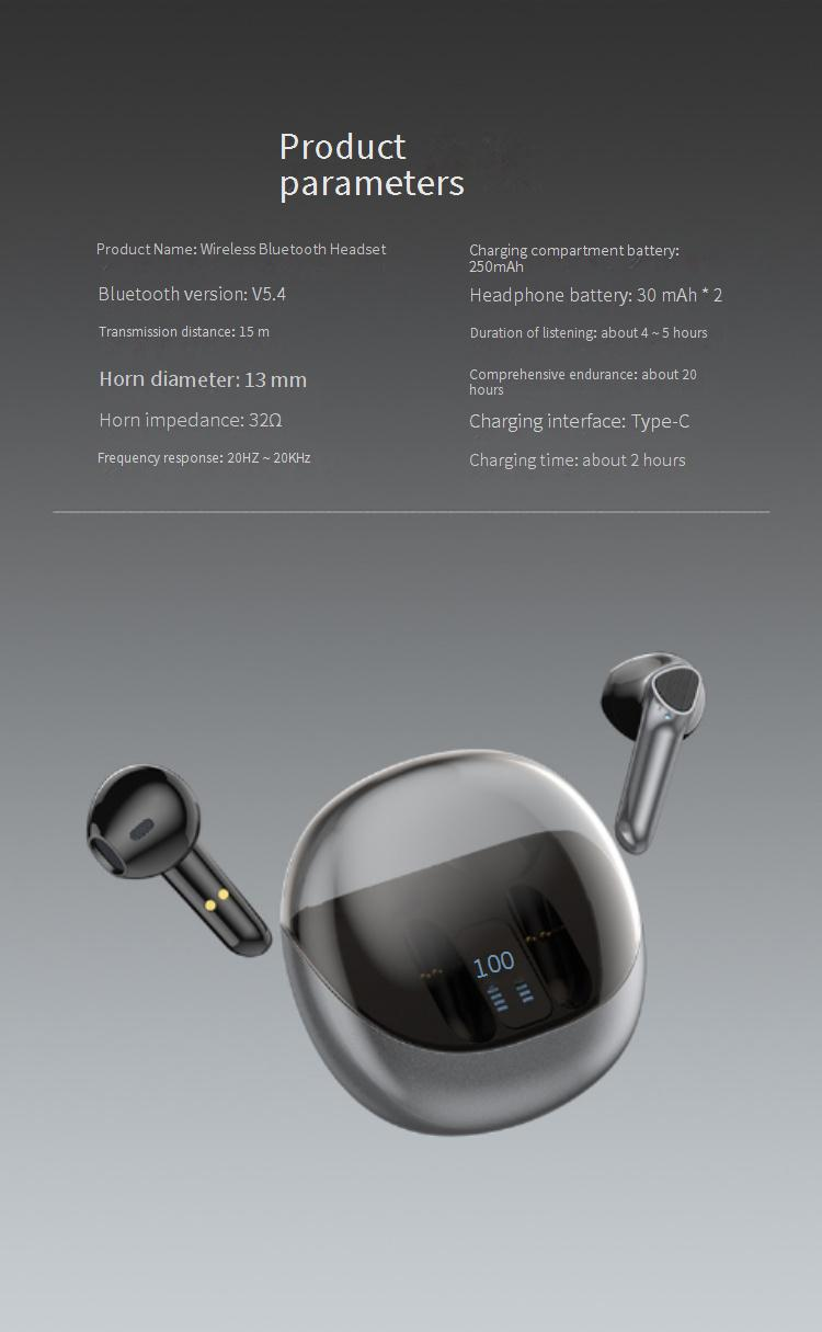 Bluetooth-hörlurar Nya TWS Bluetooth-headset In-Ear Ultralång batteritid ENC Brusreducering Gaming Bas Trådlösa Sportheadset_voghion.com
