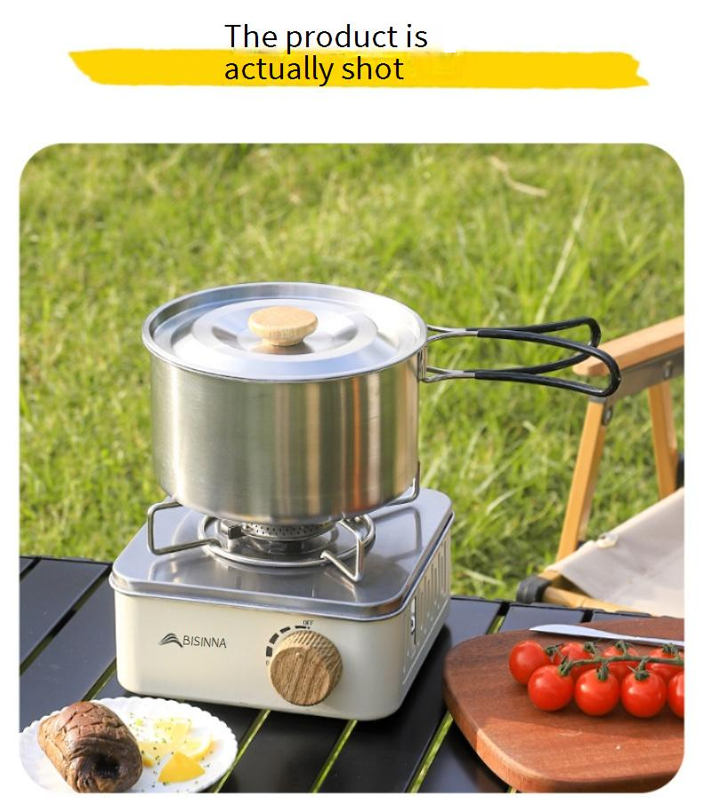 Camping-Kochgeschirr-Set aus Edelstahl 304, Topf- und Pfannen-Set mit faltbarem Griff, ultraleicht, antihaftbeschichtet, kompakt, für Rucksackreisen, Wandern, Kochen im Freien_voghion.com