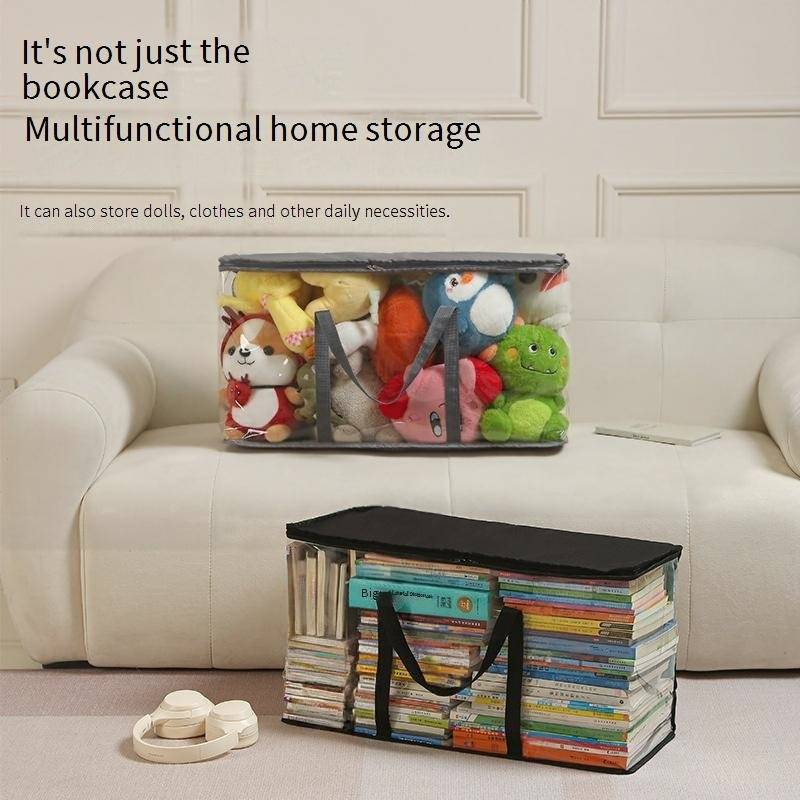 See-Through Storage Bag - Large Capacity Dustproof Organizer For School Books & Supplies With Carry Handle_voghion.com
