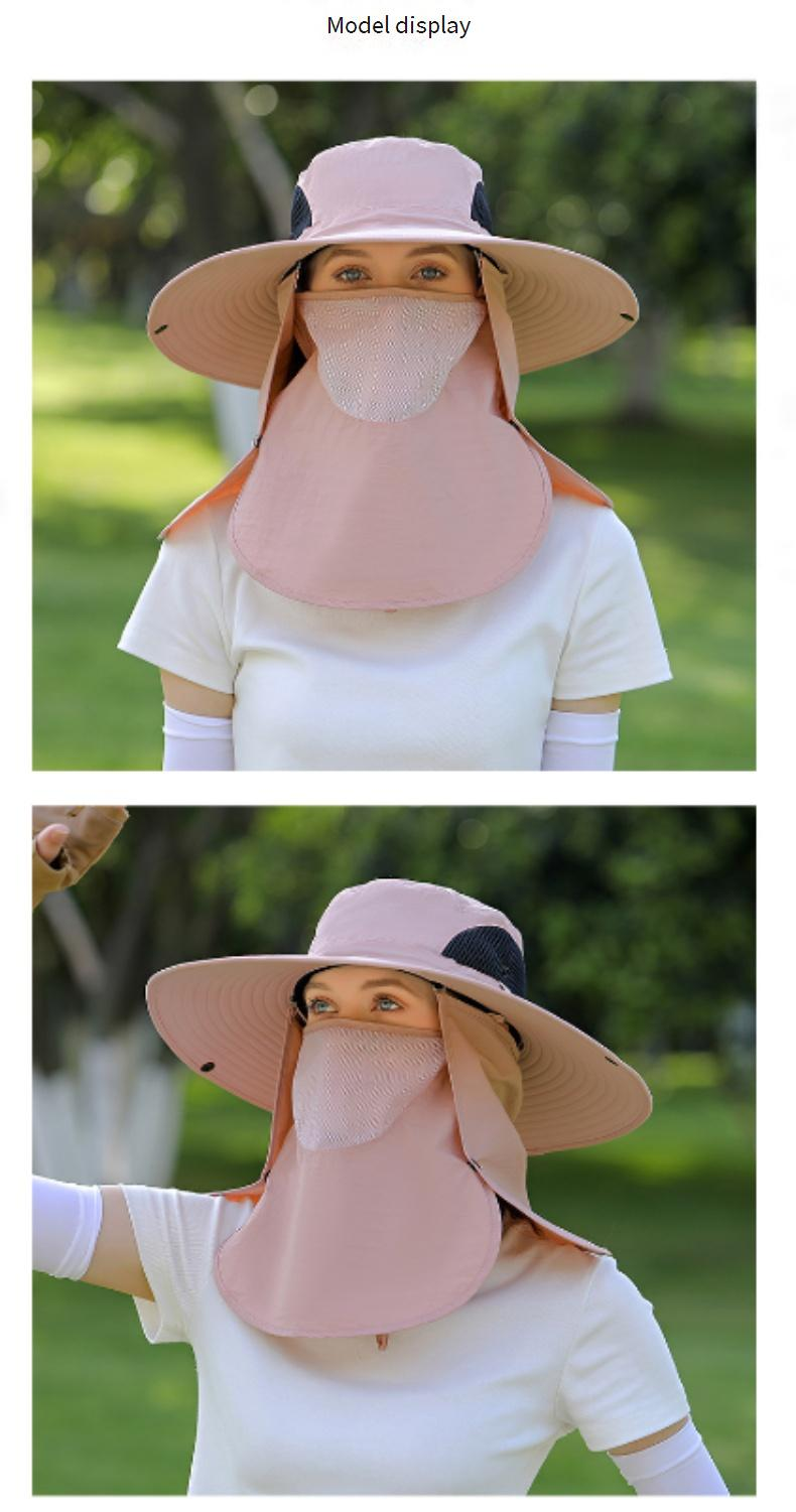 Chapéu de verão feminino com proteção total para rosto e pescoço - Chapéu de ciclismo para áreas externas com aba larga FPS 50+ (design respirável e leve)_voghion.com