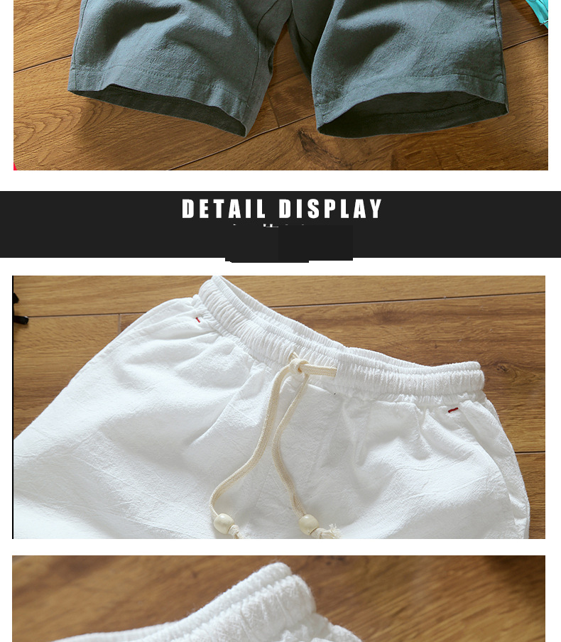 Pantaloni casual da uomo, pantaloni da spiaggia da uomo in cotone e lino, pantaloni da uomo in lino tinta unita in stile coreano, pantaloncini da uomo alla moda slim_voghion.com
