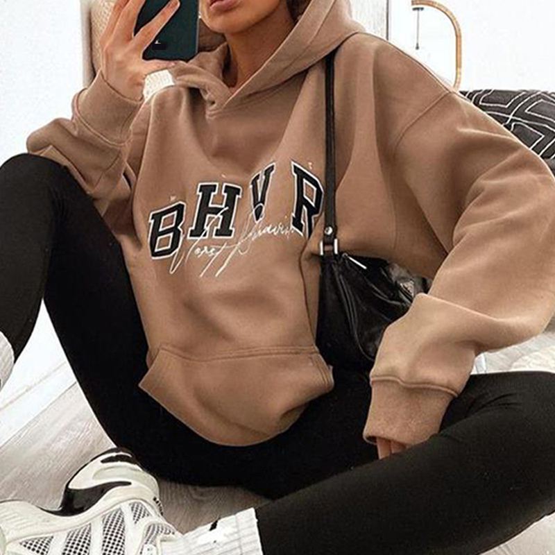 Women's Clothing Game Letter Printing Plus Fleece Warm Long Sleeve Hoodie_voghion.com