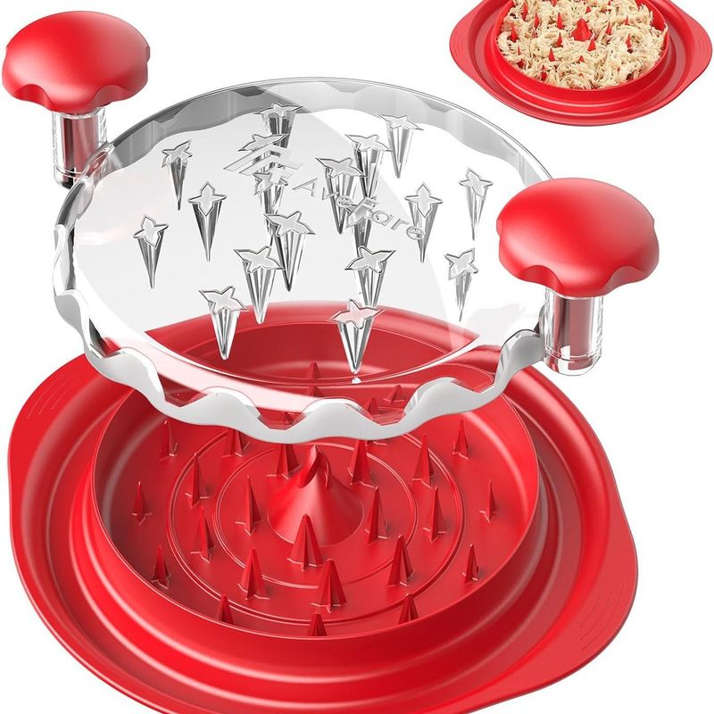 Hachoir à viande multifonction – Extracteur manuel pour poulet, porc et bœuf avec couvercle transparent (3 couleurs)_voghion.com