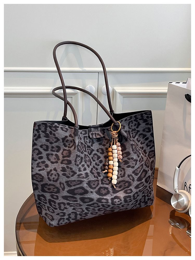 Borsa con stampa leopardata, borsa da donna con tasca interna, borsa con stampa leopardata, adatta per lo shopping, la spiaggia, il lavoro, i viaggi e l'uso quotidiano_voghion.com