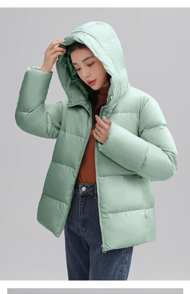 Trendy Cropped Puffer Jacket For Women – 86-90% White Duck Down, Oversized Hooded Design – Lightweight & Warm – M/XL/XXL_voghion.com