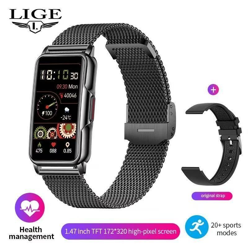LIGE Smart Watch Uomo Bluetooth collegato al telefono Musica Fiess Bracciale sportivo Monitor del sonno Uomo Smartwatch da 1,47 pollici Donna_voghion.com