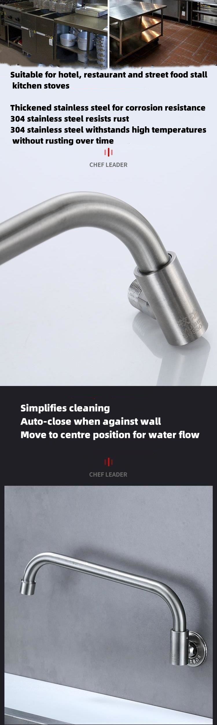 Küchenarmatur aus Edelstahl mit schwenkbarem Auslauf, halbautomatisch, für Hotels und Restaurants_voghion.com