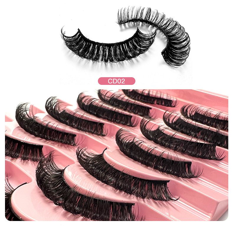 Künstliche Wimpern 10 Paar große Rolle Naturfaser Curl Wimpern dick natürlich_voghion.com