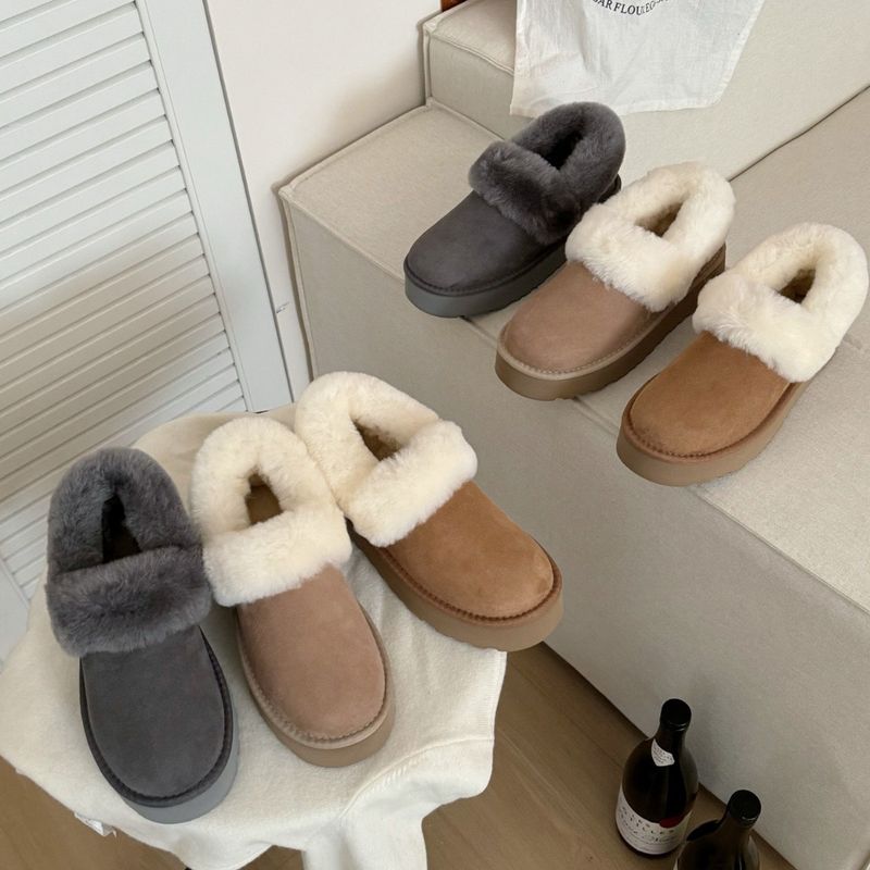 2025 Winter New Festive Step-On Heel Two-Way Sheepskin Wool Integrated Non-Slip Warm Thick-Soled Snow Boots For Women_voghion.com
