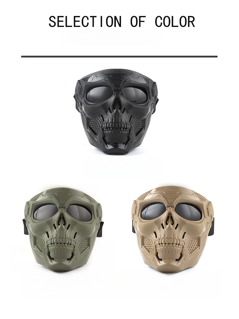 Casco da ciclismo antivento per esterni, maschera da scheletro antiproiettile per Halloween, accessorio horror per fan militari_voghion.com