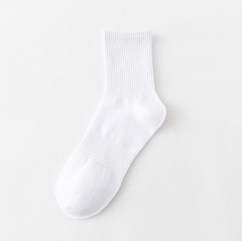 Socken Frühling und Sommer atmungsaktiv Schweiß Anti-Geruch Männer und Frauen in schwarz und weiß einfarbig Mitte der Wade Paar Socken die Baumwolle_voghion.com