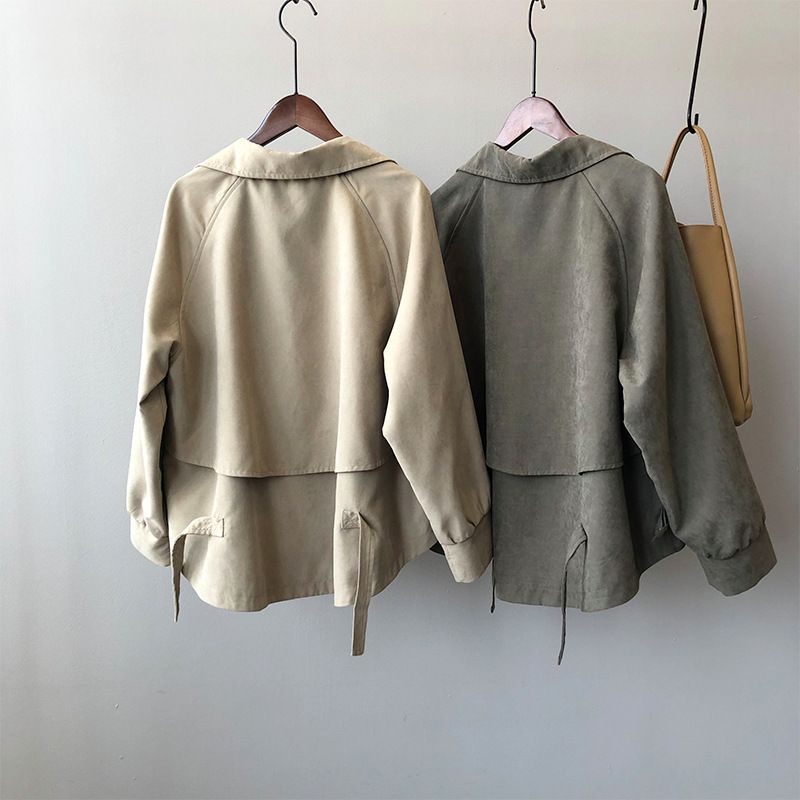 Women's Clothing spring new retro short windbreaker for small men female chic loose temperament coat 7962_voghion.com