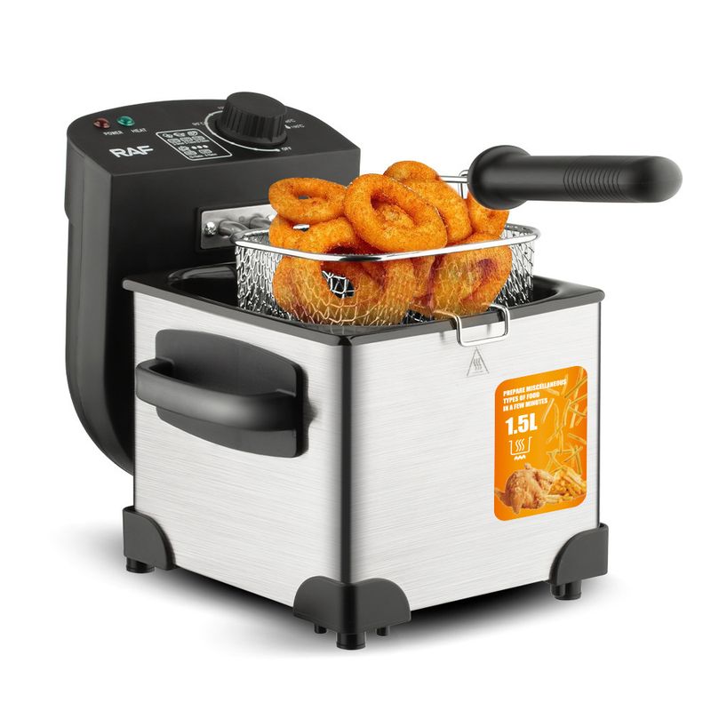Fritadeira elétrica pequena doméstica de 1,5 L para palitos de massa frita, asas de frango e batatas fritas_voghion.com