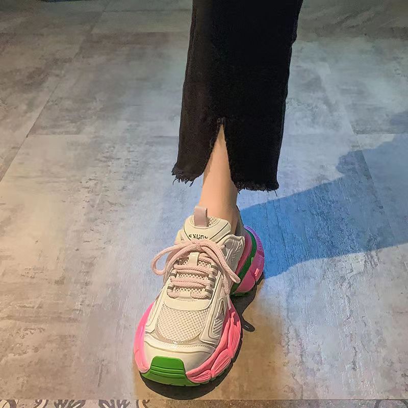 Dad Shoes For Women New Street Blasting Thick Soled Height Enhancing Versatile Foot Showing Small Casual Hong Kong Style Sports Shoes_voghion.com