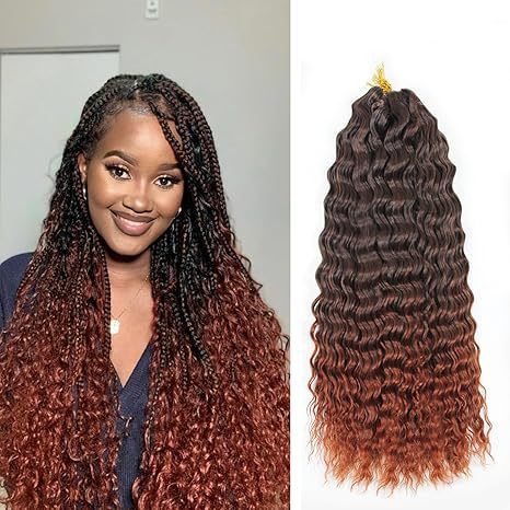 180% Density Deep Wave Crochet Hair - Synthetic Fiber Extensions With Pre-Looped Ends, For Men & Women Protective Styling_voghion.com