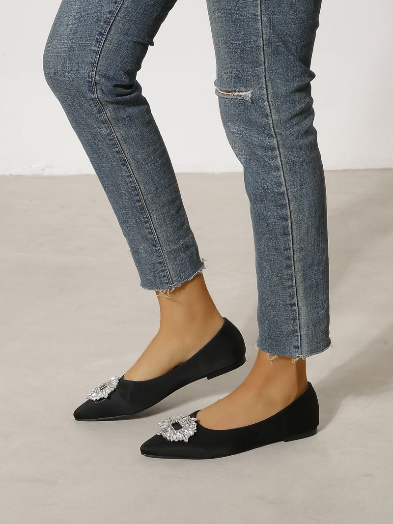 Flat Sole Shoes, Shallow Mouth, Pointed Toe, Rhinestone Square Buckle, Mary Jane Women's Shoes, 2022 New Style Suede Lazy Shoes Wholesale_voghion.com