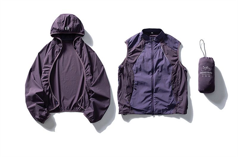 Wasserdichte Outdoor-Wanderjacke für Herren mit abnehmbarer Innenschicht und reflektierendem Design, leichter Sonnenschutz-Hoodie (Lila, Dämmerung, Grau, Sand)_voghion.com