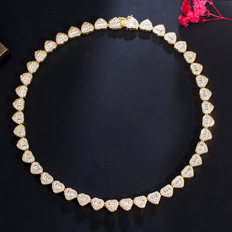 Collana Hip Hop con cuore pieno di diamanti, catena cubana, stile discoteca, stile street, girocollo in zircone a forma di cuore_voghion.com