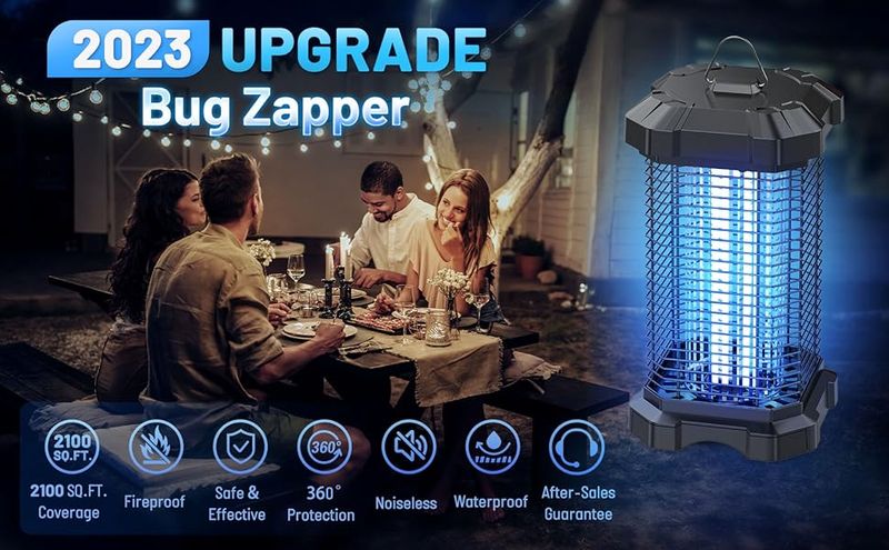 Bug Zapper Outdoor, 4200V Electric Mosquito Zapper Indoor, Insect Fly Zapper Waterproof with 5ft Power Cord, Mosquito Killer for Home, Patio, Kitchen,_voghion.com