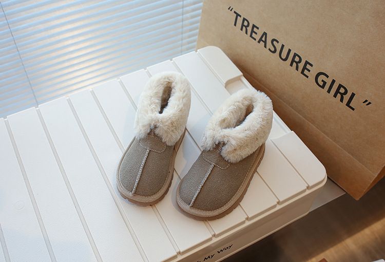 Children's snow 2024 winter new item with plush thickened big cotton shoes boys, and short boots for girls_voghion.com