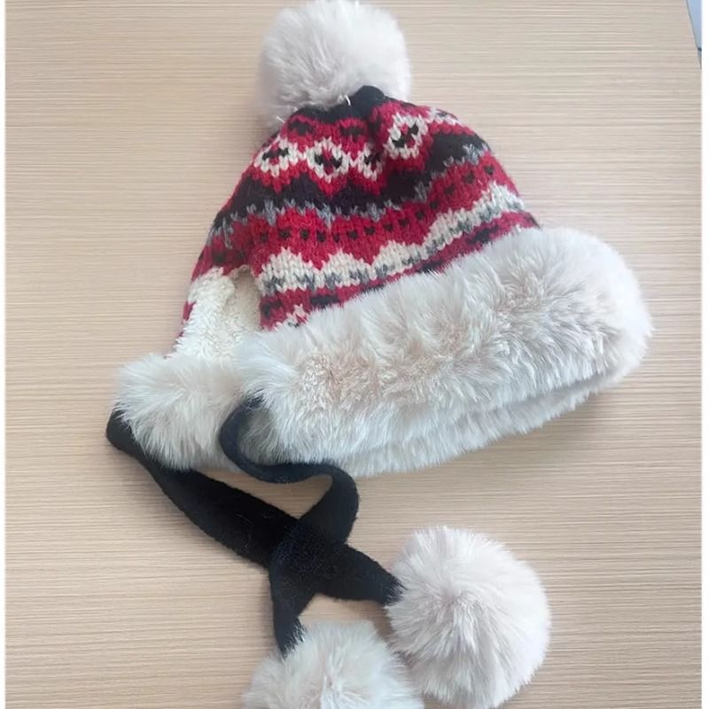 Paraorecchie a quadri color-block in stile coreano per donna, snellenti per il viso, nuovi per autunno e inverno, caldi, versatili e resistenti al freddo_voghion.com