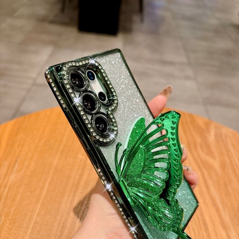 Coque de protection en forme de papillon avec paillettes pour Samsung S25, S24, FE, S23, S22 Plus Ultra, A55, A54, A53, A52, A35, A34, A25, A24, A15, A14, A13_voghion.com