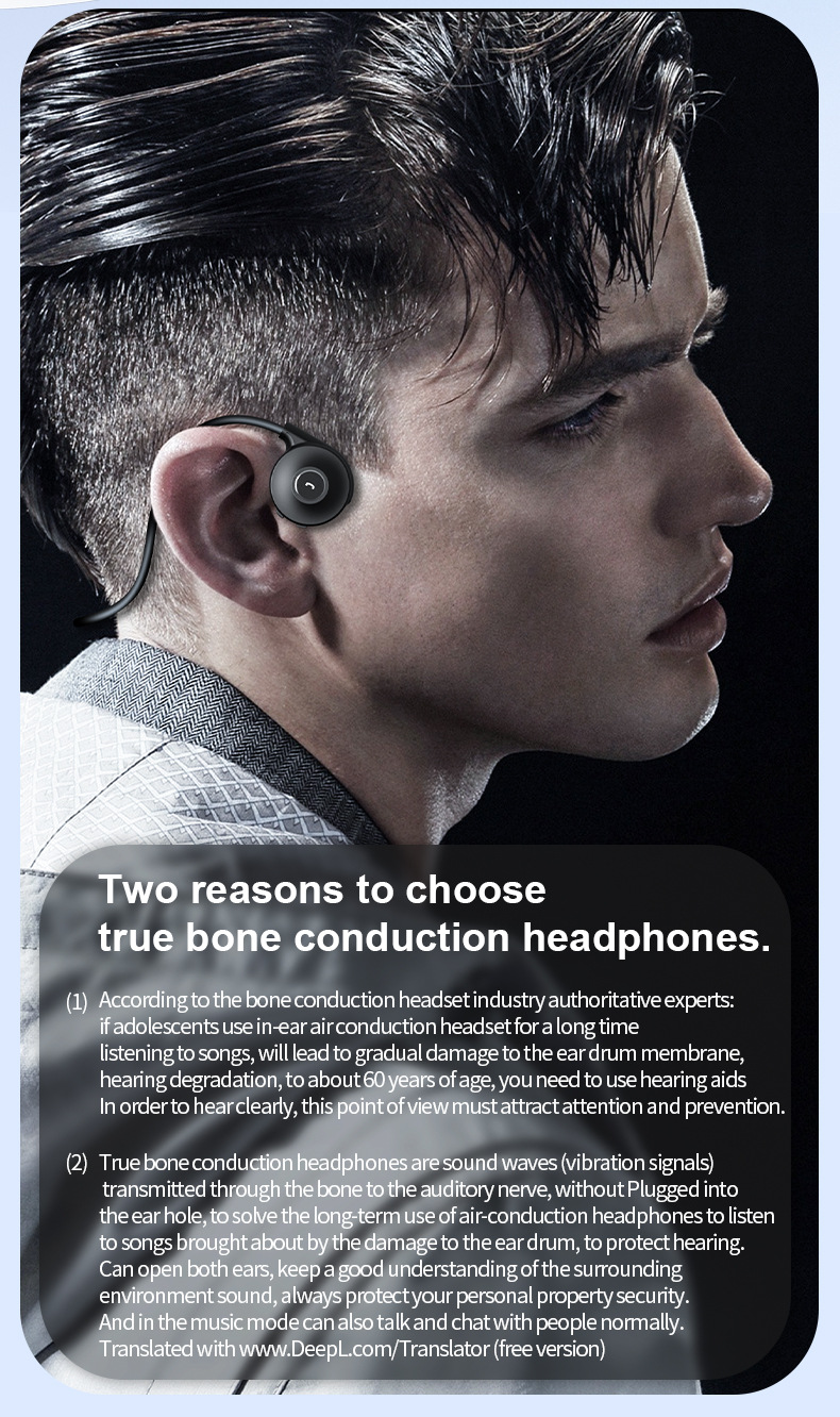 Noile căști Bluetooth M1 cu conducție osoasă, cu etichetă, pentru alergare, cu agățare în urechi, sport, stereo True, pentru afaceri_voghion.com