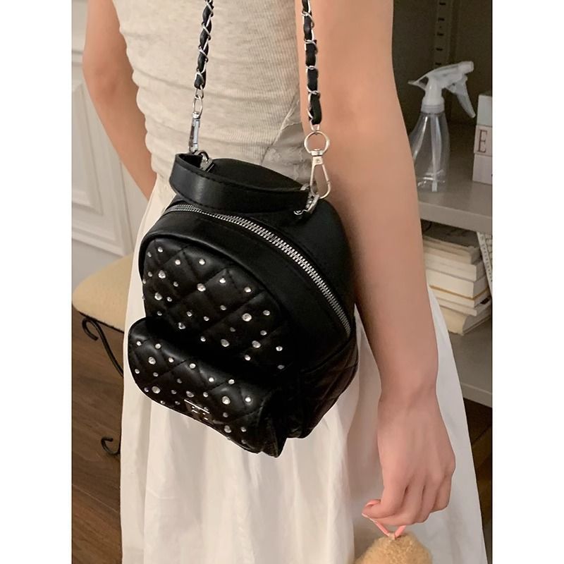 women's Shoulder Bag 2025 Spring Summer New Fashion Quilted Chain Bag Multi-function Travel Small Backpack Leisure Hundred And One_voghion.com