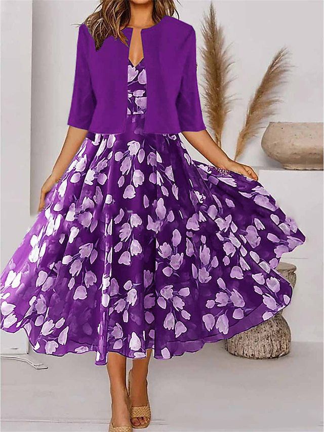 Vêtements pour femmes Nouveaux vêtements pour femmes d'automne et d'hiver, grande robe trapèze et petite veste, ensemble deux pièces_voghion.com
